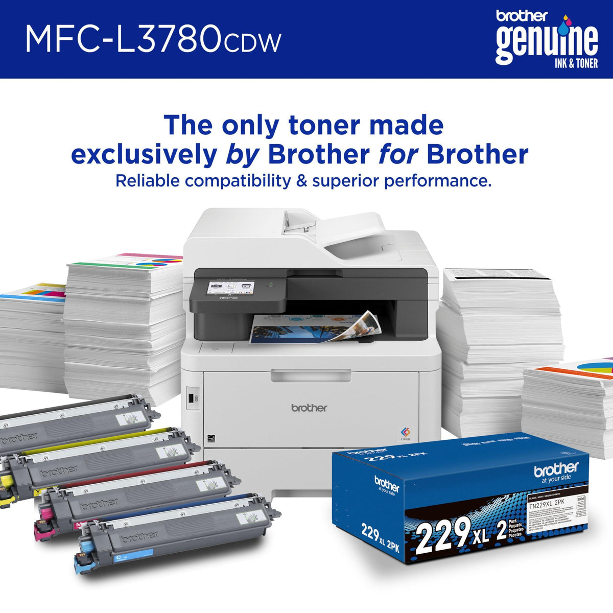 Brother MFC-L3780CDW Wireless Digital Color All-in-One Printer with Laser Quality Output, Single Pass Duplex Copy & Scan | Includes 2 Month Refresh Subscription Trial, Works with Alexa