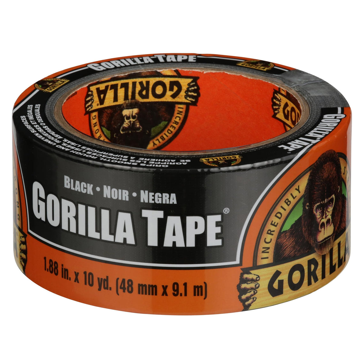 Gorilla Gorilla Tape, 3" Core, 1.88" x 10 yds, Black