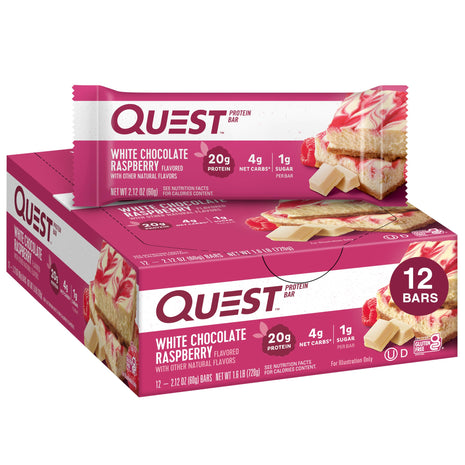 Quest Nutrition White Chocolate Raspberry Protein Bars, 12 Count