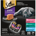 Sheba Perfect Portions Wet Cat Food Pate with Sustainable Salmon, Signature Seafood Entree, and Tender Whitefish and Tuna Entree Variety Pack, 2.6 oz. Twin Pack Trays (24 Count, 48 Servings)