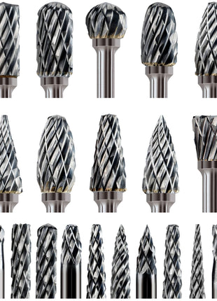 20 Pcs Carbide Burr Bits 1/8 inch Shank Compatible with Dremel Milwaukee Metal Grinding Wood Stone Steel Carving Cutting Engraving Grinder Kit Attachment Rotary Tool Accessories Set Harder than Diamond