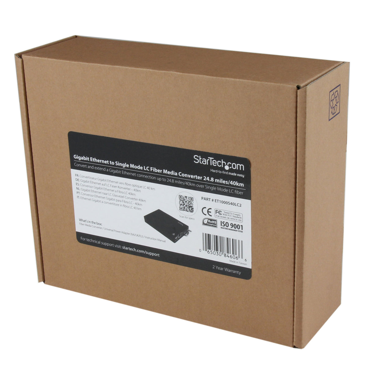 StarTech.com Single-Mode (SM) LC Fiber Media Converter for 10/100/1000 Network - 40km - Gigabit Ethernet - 1310nm- with SFP Transceiver, TAA (ET1000S40LC2)