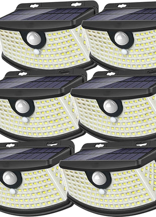 Aootek New Solar Motion Sensor Lights 120 LEDs with Lights Reflector,270° Wide Angle, IP65 Waterproof, Step Lights for Front Door, Yard, Garage, Deck (Black, Daylight White, 6-Pack)