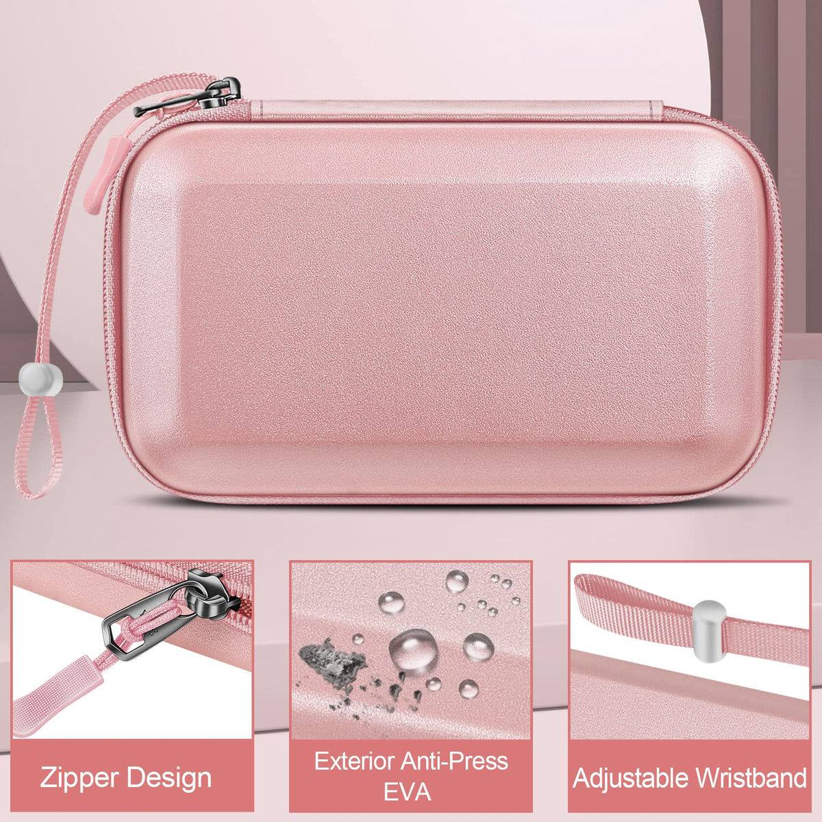 Fintie Carrying Case for Nintendo New 2DS XL LL/New 3DS / 2DS / 3DS XL LL, Protective Hard Shell Portable Travel Cover Pouch with Game Card Slots & Inner Pocket, Rose Gold