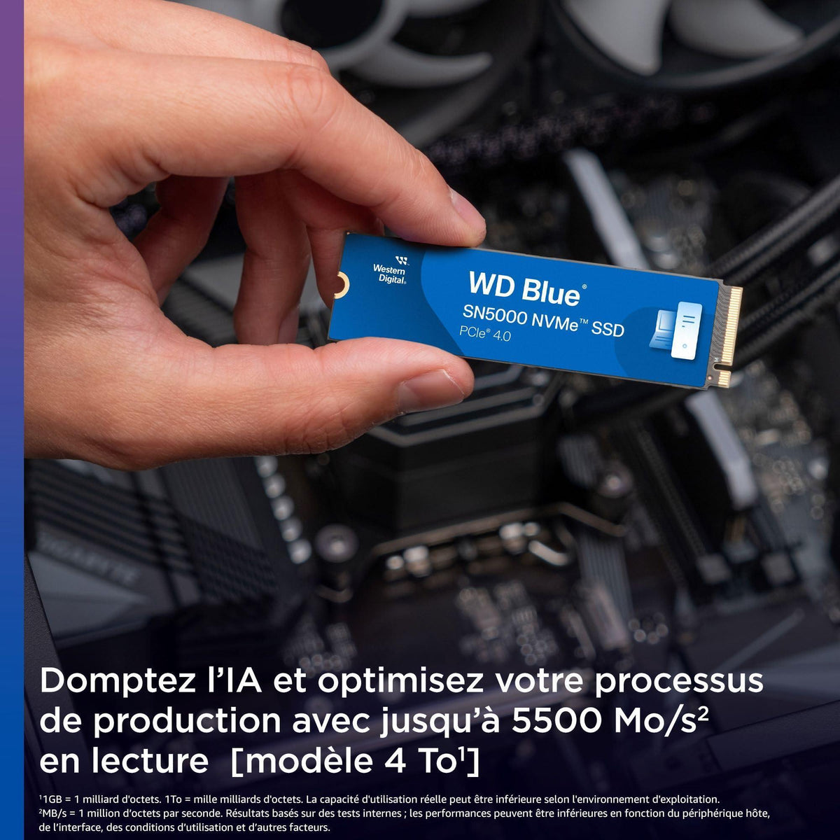 Western Digital 2TB WD Blue SN5000 NVMe Internal Solid State Drive SSD - PCIe Gen 4.0, M.2 2280, Up to 5,150 MB/s - WDS200T4B0E