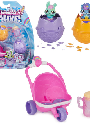 Hatchimals Alive Stroller Playset, 2 Surprise Water Reveal Eggs, Ages 3+