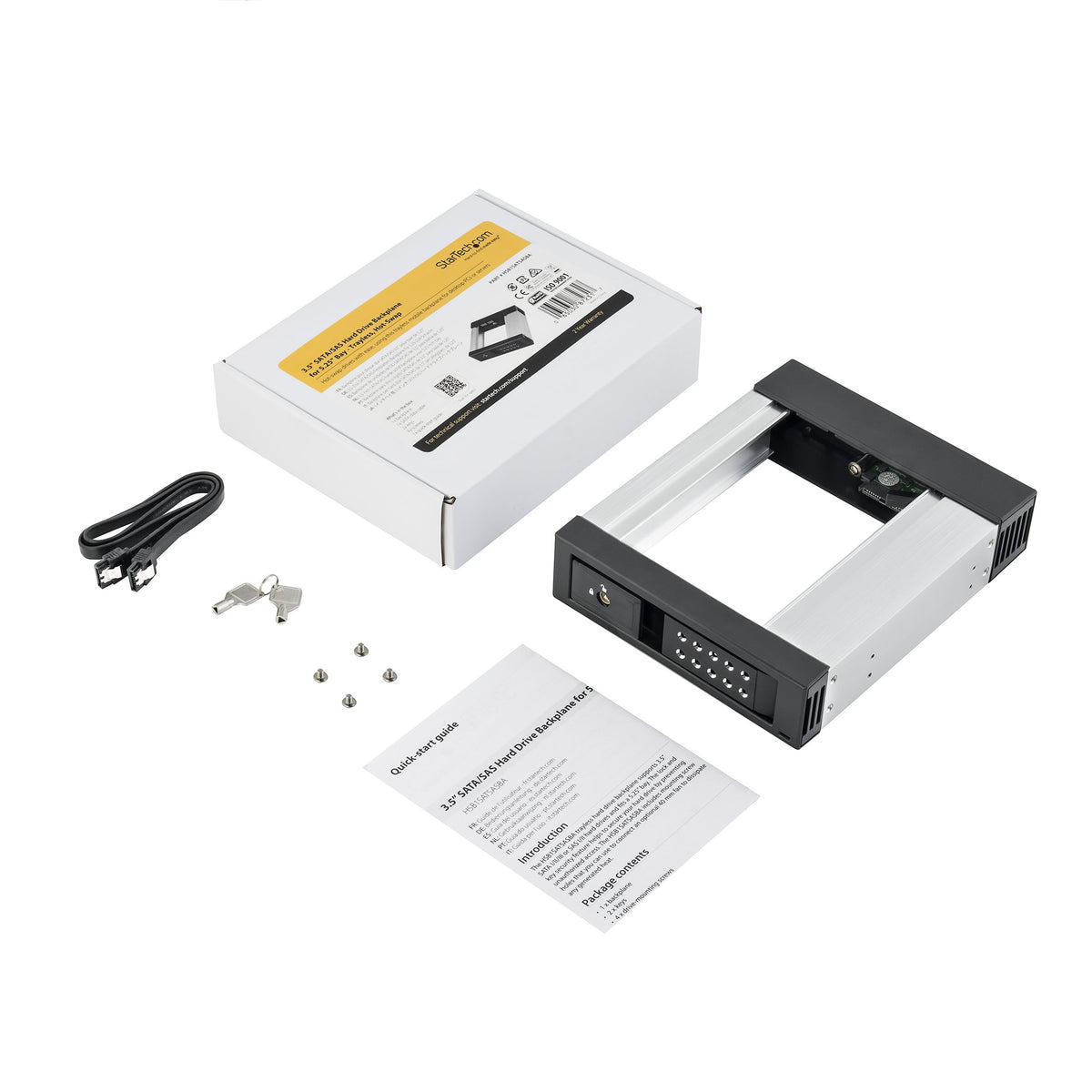 StarTech.com 5.25" to 3.5" Trayless Hard Drive Hot Swap Bay - Removable Hard Drive Bay for 3.5" SATA/SAS Drives - Aluminum (HSB1SATSASBA)