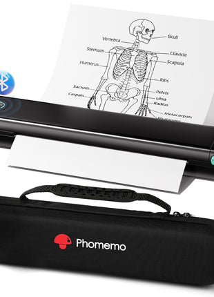 Phomemo Portable Printers Wireless for Travel - Bluetooth Thermal Printer Supports 8.5" X 11" Letter, Inkless Printer Compatible with Phone Laptop for Home Use Car School Office, Come with Carry Case