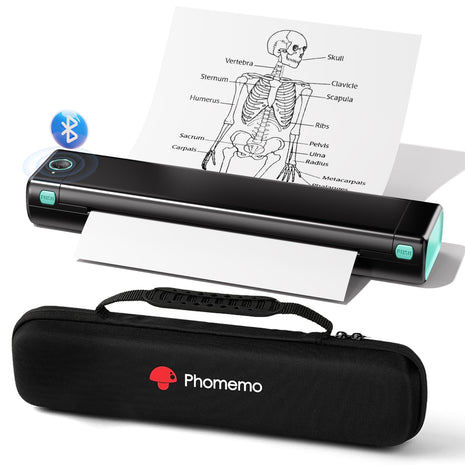 Phomemo Portable Printers Wireless for Travel - Bluetooth Thermal Printer Supports 8.5" X 11" Letter, Inkless Printer Compatible with Phone Laptop for Home Use Car School Office, Come with Carry Case