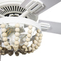 RIVER OF GOODS Coastal 52 Inch Wooden Bead LED Ceiling Fan, Cream