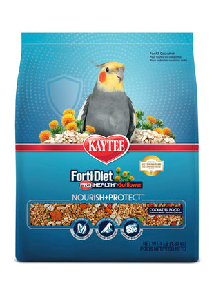 Kaytee Forti-Diet Pro Health+Safflower Nourish+Protect Cockatiel Food, Supports Breeding and Molting, Nutrition Backed by Science, Digestive and Brain Health, 4 pounds