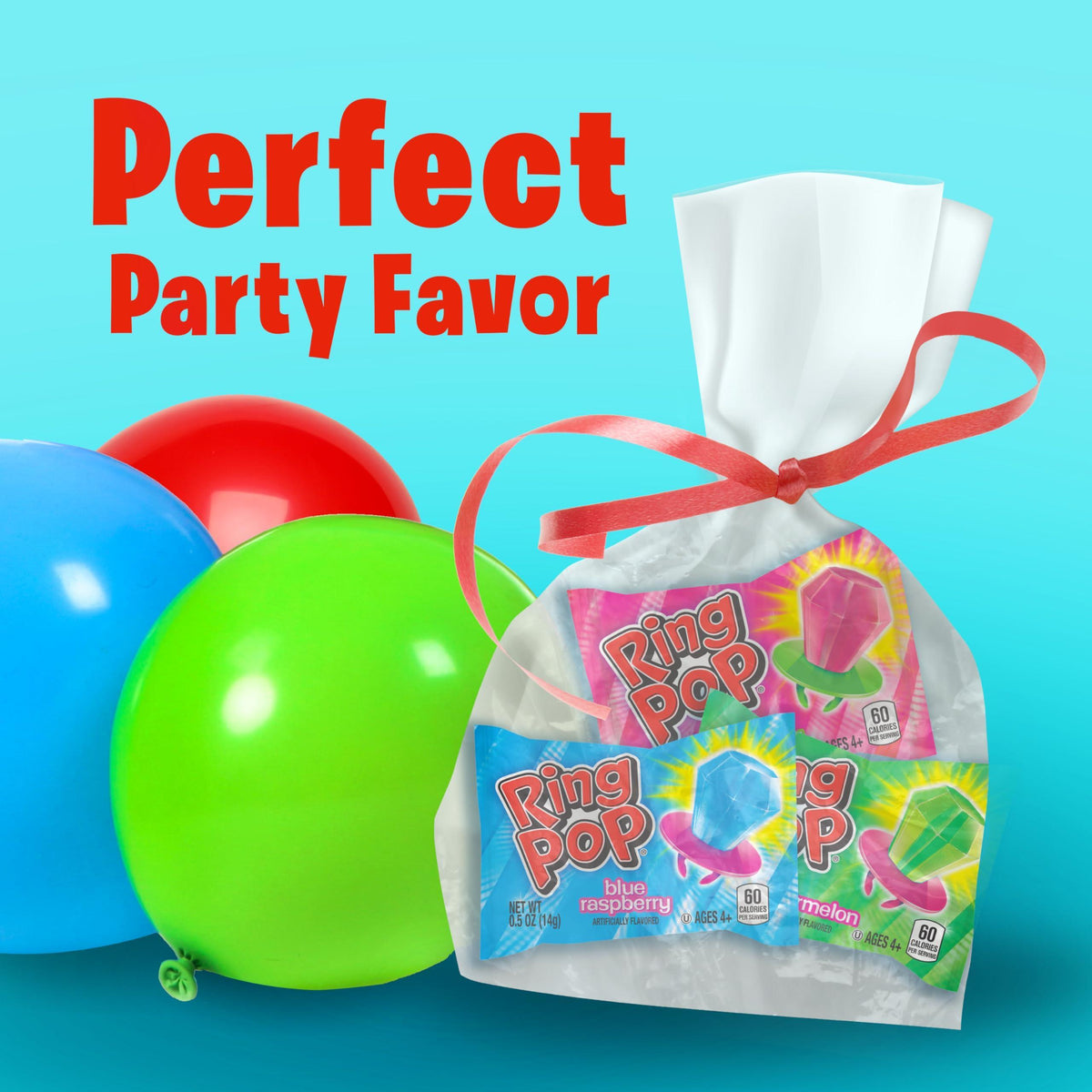 Ring Pop Lollipops - Bulk Candy Individually Wrapped Suckers Variety Party Pack- 20 Count w/ Assorted Flavors - Hard Candy for Party Favors, Kids & Goodie Bags