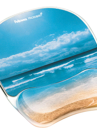 Fellowes Photo Gel Mouse Pad Wrist Rest with MICROBAN - Sandy Beach (9179301)