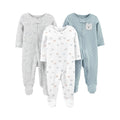 Simple Joys by Carter's Unisex Babies' Cotton Footed Sleep and Play, Pack of 3, Bear/Llama/Rainbow, 3-6 Months