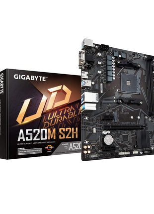 Gigabyte A520M S2H (AMD Ryzen AM4/MicroATX/4+3 Phases Digital PWM/Gigabyte Gaming GbE LAN/NVMe PCIe 3.0 x4 M.2/3 Display Interfaces/Q-Flash Plus/RGB Fusion 2.0/Motherboard)
