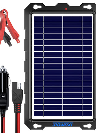 POWOXI Upgraded 7.5W-Solar-Battery-Trickle-Charger-Maintainer-12V Portable Waterproof Solar Panel Trickle Charging Kit for Car, Automotive, Motorcycle, Boat, Marine, RV,Trailer, Snowmobile, etc.