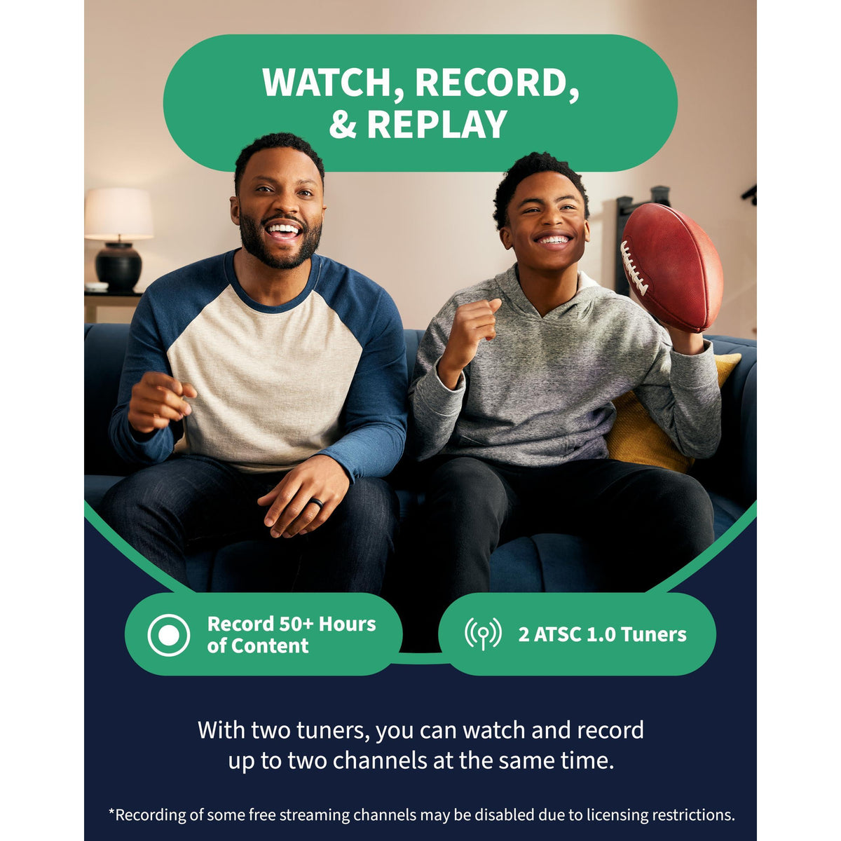Tablo TV 4th Gen 2-Tuner Over-The-Air (OTA) DVR - Watch, Pause & Record Live TV, News, Sports & Movies Throughout Your Home Over Wi-Fi - Pairs w/Any TV Antenna - 50+ Hrs Recording - No Subscriptions