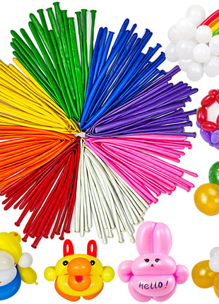 LXZFCRG 260 Balloons Pack of 100 Long Balloon Animal Twisting Balloons for for Animal Shape Birthdays Clowns