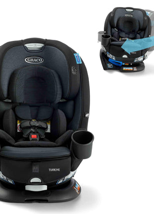 Graco Turn2Me 3-in-1 Rotating Convertible Car Seat, Cambridge, Rear-Facing Rotation Only, Forward-Facing Mode, Highback Booster Up to 100 lbs, Adjustable Headrest & Harness, Steel Reinforced Frame