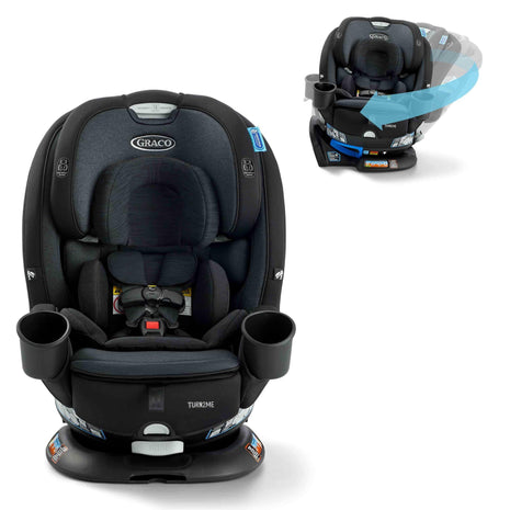 Graco Turn2Me 3-in-1 Rotating Convertible Car Seat, Cambridge, Rear-Facing Rotation Only, Forward-Facing Mode, Highback Booster Up to 100 lbs, Adjustable Headrest & Harness, Steel Reinforced Frame