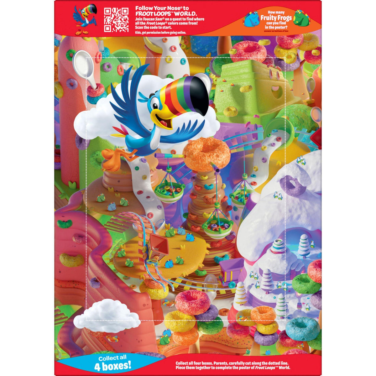 Kellogg’s Froot Loops Breakfast Cereal, Good Source of Fiber, 15g Whole Grain, Giant Size, 23 oz