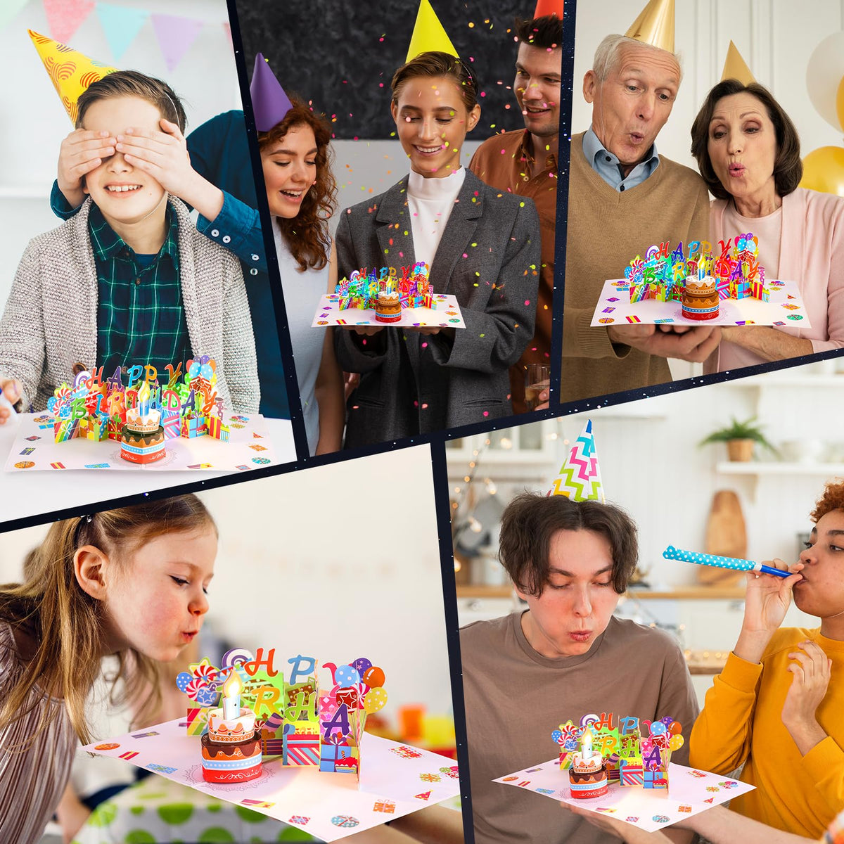 3D PopUp Birthday Cards, 1-100 Age Luxury Blowable LED Light Candle Cake Music Happy Birthday Card Postcards Greeting Cards Birthday Gifts Decorations for Women, Man, Mom, Wife, Husband, Boy, Girl
