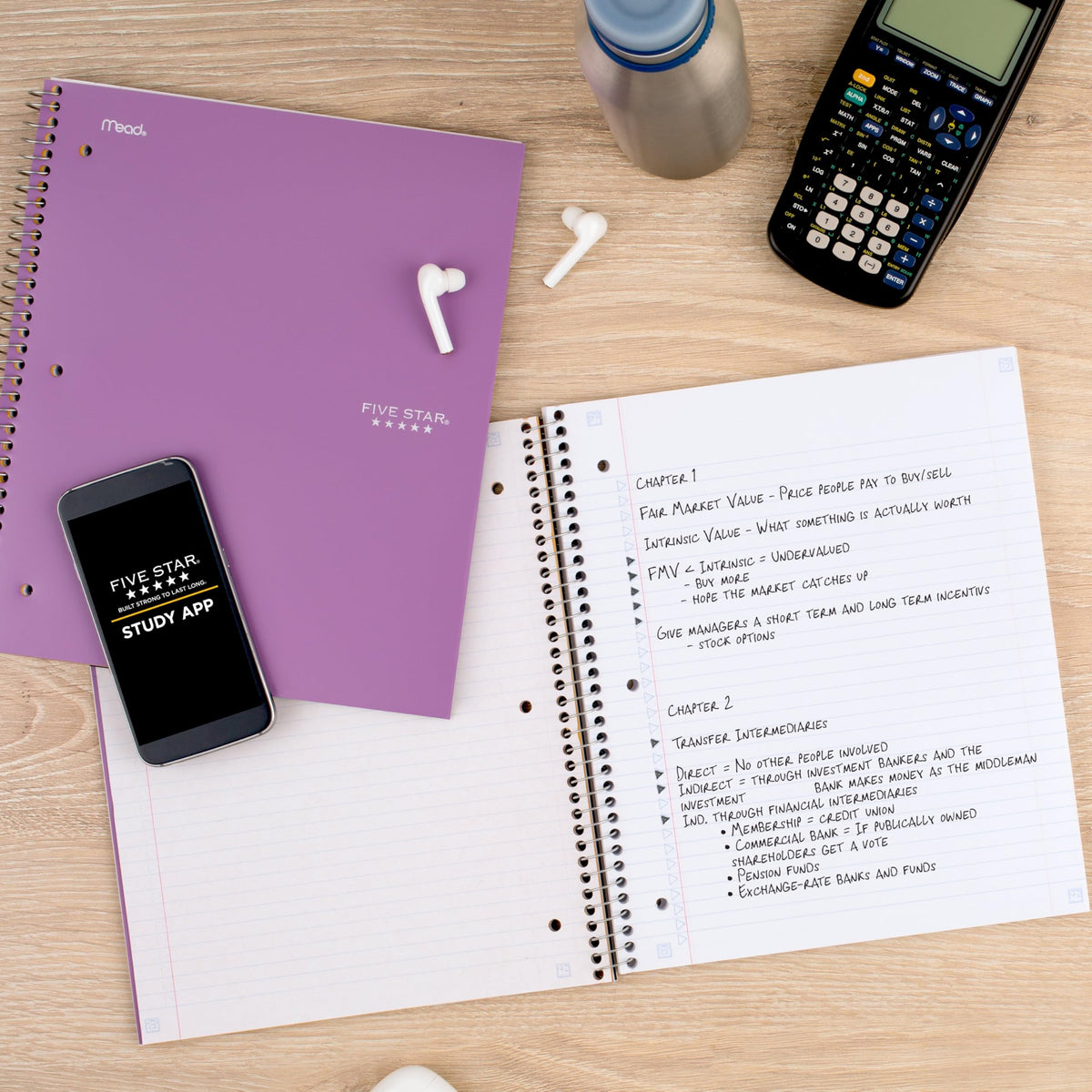 Five Star Spiral Notebook + Study App, 4 Pack, 1 Subject, College Ruled Paper, 8-1/2" x 11", 100 Sheets, Fights Ink Bleed, Water Resistant Cover, Amethyst Purple, Raspberry Pink, White and Seaglass Green (820337-ECM)
