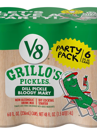 V8 Grillo's Pickles Dill Pickle Bloody Mary Mix, 8 fl oz Can (6 Pack)