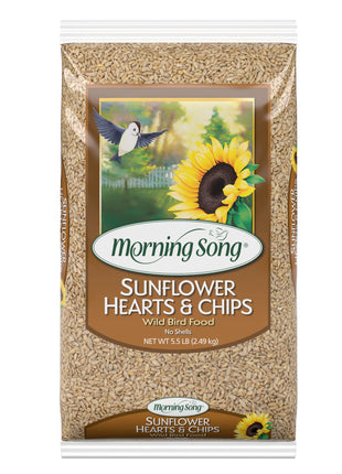 Morning Song Sunflower Hearts & Chips Wild Bird Food, No Mess Sunflower Seeds for Birds, 5.5-Pound Bag | No Mess Sunflower Seeds for Birds