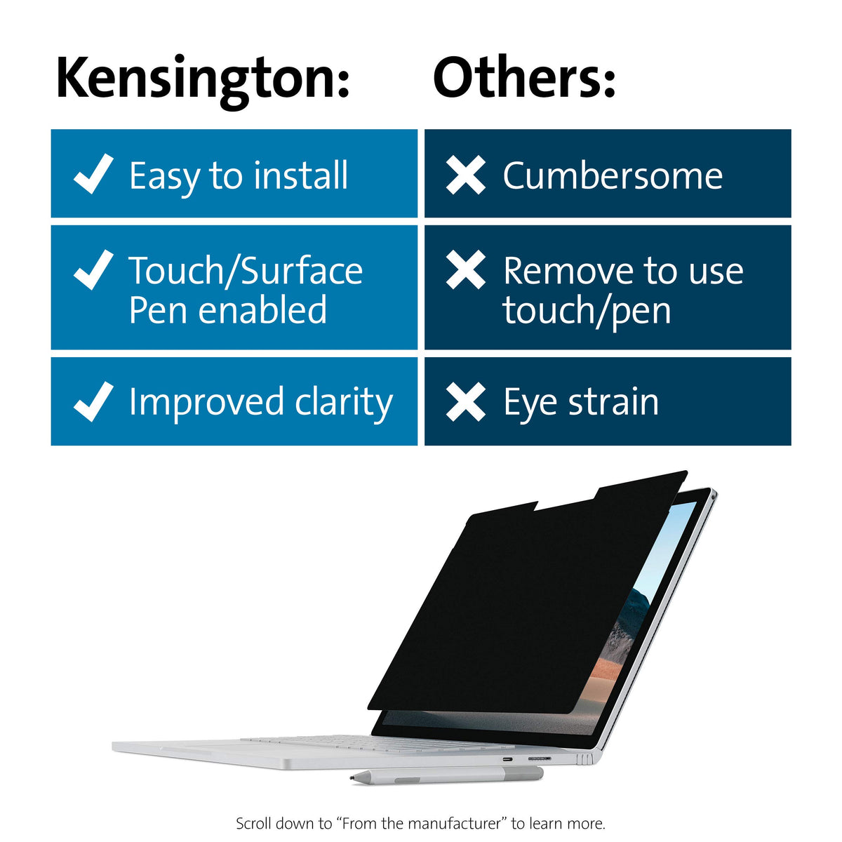 Kensington SA15 Privacy Screen for Surface Book 2/3 15" (K55522WW)