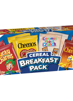General Mills Cereal Variety Pack, Lucky Charms, Cinnamon Toast Crunch, Cheerios, and Honey Nut Cheerios, 8 Single Serve Pouches, 9.14 oz