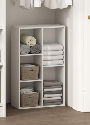 Furinno Reed Closet Organizers and Storage, 5-Cube Reversible Closet Shelves, Closet Organization Shelf, 9.4 x 19.5 x 31.5, for Bedroom, Closet, White