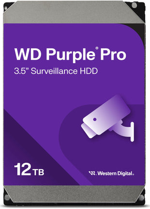 Western Digital 12TB WD Purple Pro Surveillance Internal Hard Drive HDD - SATA 6 Gb/s, 256 MB Cache, 3.5 inch - WD121PURP