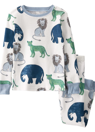 little planet by carter's Baby 2-Piece Pajamas Made with Organic Cotton, Blue Safari Animals, 3T