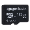Amazon Basics Micro SDXC Memory Card with Full Size Adapter, A2, U3, Read Speed up to 100 MB/s, 128 GB, Black