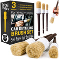 Detail Dudes Soft Boars Hair Car Detailing Brush Set for Washing (3 Pack) - Car Detailing Kit - Automotive Cleaning Brush