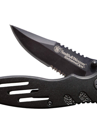 Smith & Wesson Accessories Extreme Ops SWA24S 7.1in S.S. Folding Knife with 3.1in Serrated Clip Point Blade and Aluminum Handle for Outdoor