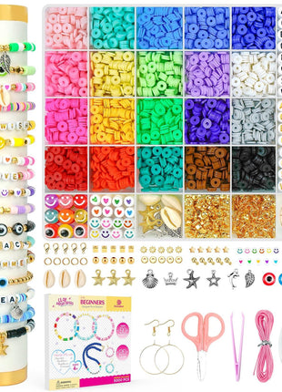 Dowsabel Clay Beads Bracelet Making Kit for Beginner, 5000 Pcs Preppy Polymer Clay Beads with Charms Kit for Jewelry Making, DIY Arts and Crafts Birthday Gifts Toys for Kids Age 6-13