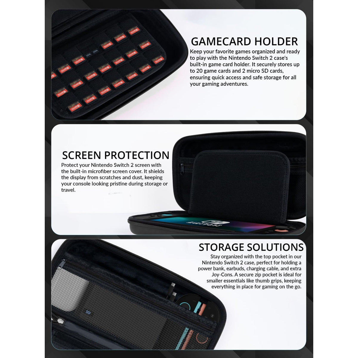Orzly Case for Nintendo Switch 2 Protective Travel Carry Case with Screen Padding, Game Cards & microSD Slots with Zipped & Open Pockets for Console Accessories - Gift Box Edition