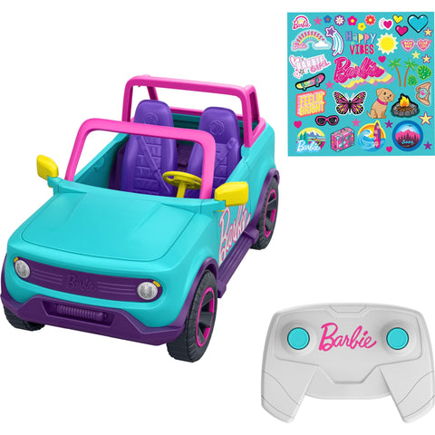 Barbie Hot Wheels RC SUV, Remote-Control Pink Vehicle That Fits 2 Fashion Dolls & Accessories, Includes Kid-Applied Stickers for Customization