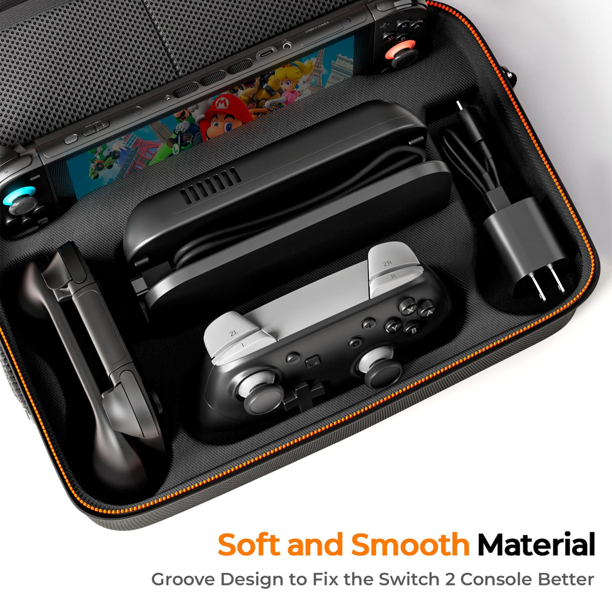COOWPS Switch 2 Case for Nintendo Switch 2(2025), with 4Pcs Thumb Grips, 20 Game Card Slots, Hard Shell Full Protection All In One Carrying Case for Switch 2 Accessories Pro Controller, Black