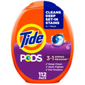 Tide PODS Laundry Detergent Pacs, 3-in-1 Stain Remover, Odor Fighter, Color Protector, 112 Count, HE compatible, Spring Meadow Scent