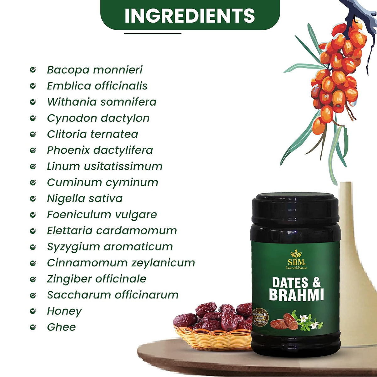 SBM Ayur Dates & Brahmi Lehyam Herbal Jam 450g