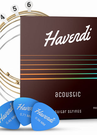 HAVENDI® Acoustic Guitar Strings Phosphor Bronze Coating I Premium Brilliant Sound Quality I Includes 3 Picks