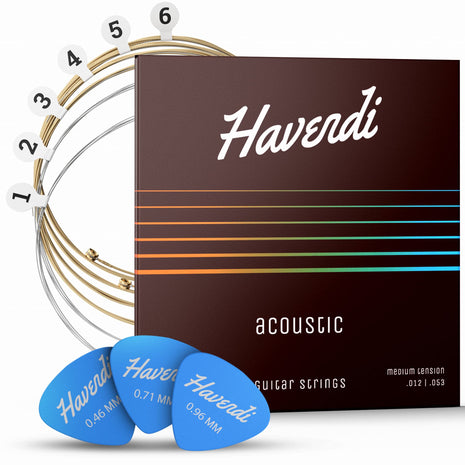 HAVENDI® Acoustic Guitar Strings Phosphor Bronze Coating I Premium Brilliant Sound Quality I Includes 3 Picks