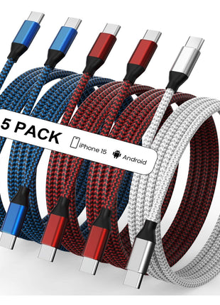 USB C to USB C Cable Nylon Braided 60W 3/3/6/6/10 FT USB Type C Fast Charging Cable for iPhone 17/17 Pro Max/Air/16/16 Plus/16 Pro Max/15/15 Plus/15 Pro Max, MacBook, iPad, Samsung S25/S24/23
