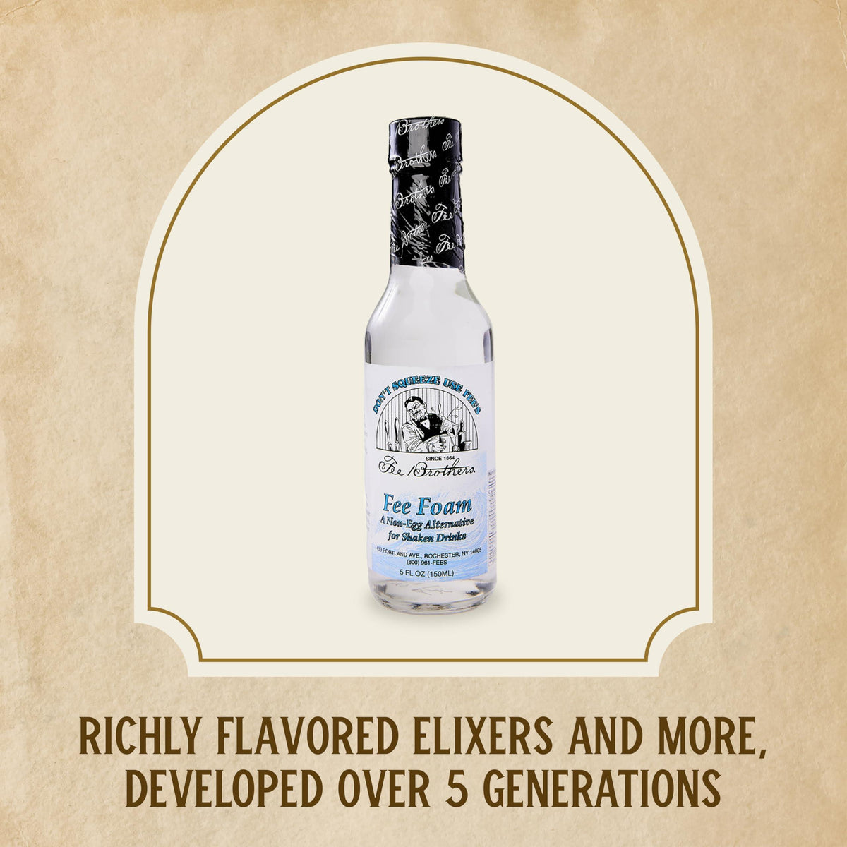 Fee Brothers Fee Foam - Cocktail Foamer and Mixer, Egg Substitute, Vegan-Friendly, Gluten Free, 5 fl oz