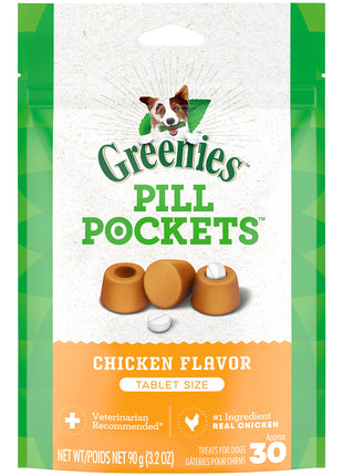 Greenies Pill Pockets for Dogs Small Size, Tablet Pill Treats for Dogs, Chicken Flavor, 3.2 oz. Pouch