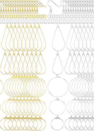 OIIKI 700pcs Hypoallergenic Earring Making Kit, Gold/Silver Plated Earring Hooks, Earring Beading Hoop, Clear Rubber Earring Backs, Jump Rings for DIY Jewelry Making, Earring Making Supplies