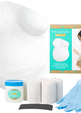 Kate & Milo Belly Casting Kit, Pregnancy Keepsake for Expecting Moms | Includes 5 Non-Toxic Plaster Rolls, Lubricant, Drop Cloth, Gloves, Sanding Screen and Instructions
